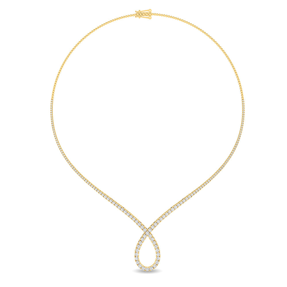 Certified 14K Gold  6.8ct Natural Diamond Tennis Wedding Bridal Twist  Necklace