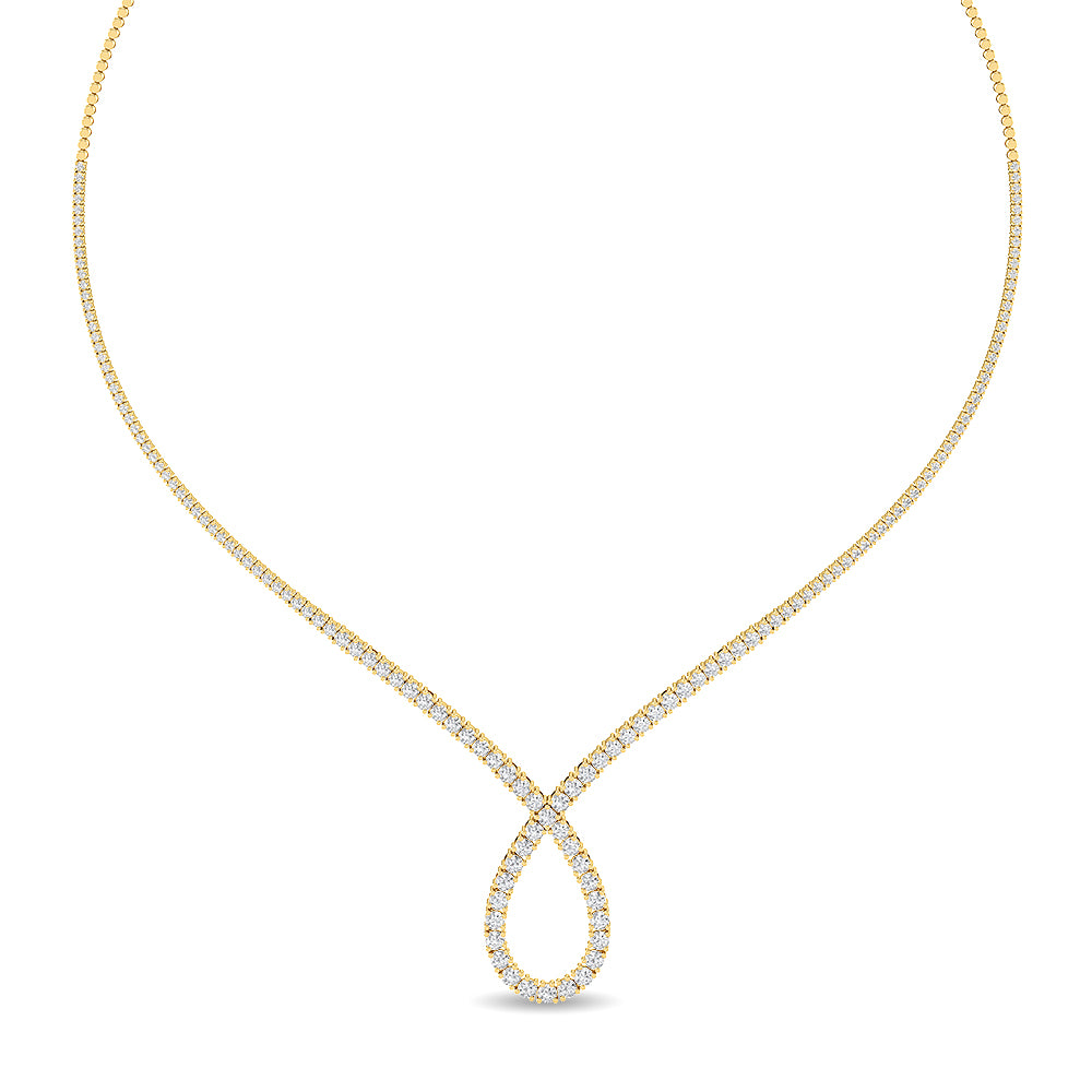 Certified 14K Gold  6.8ct Natural Diamond Tennis Wedding Bridal Twist  Necklace