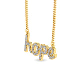 Certified 14K Gold  0.7ct Natural Diamond Studded Hope Script Necklace