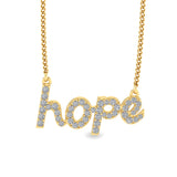 Certified 14K Gold  0.7ct Natural Diamond Studded Hope Script Necklace