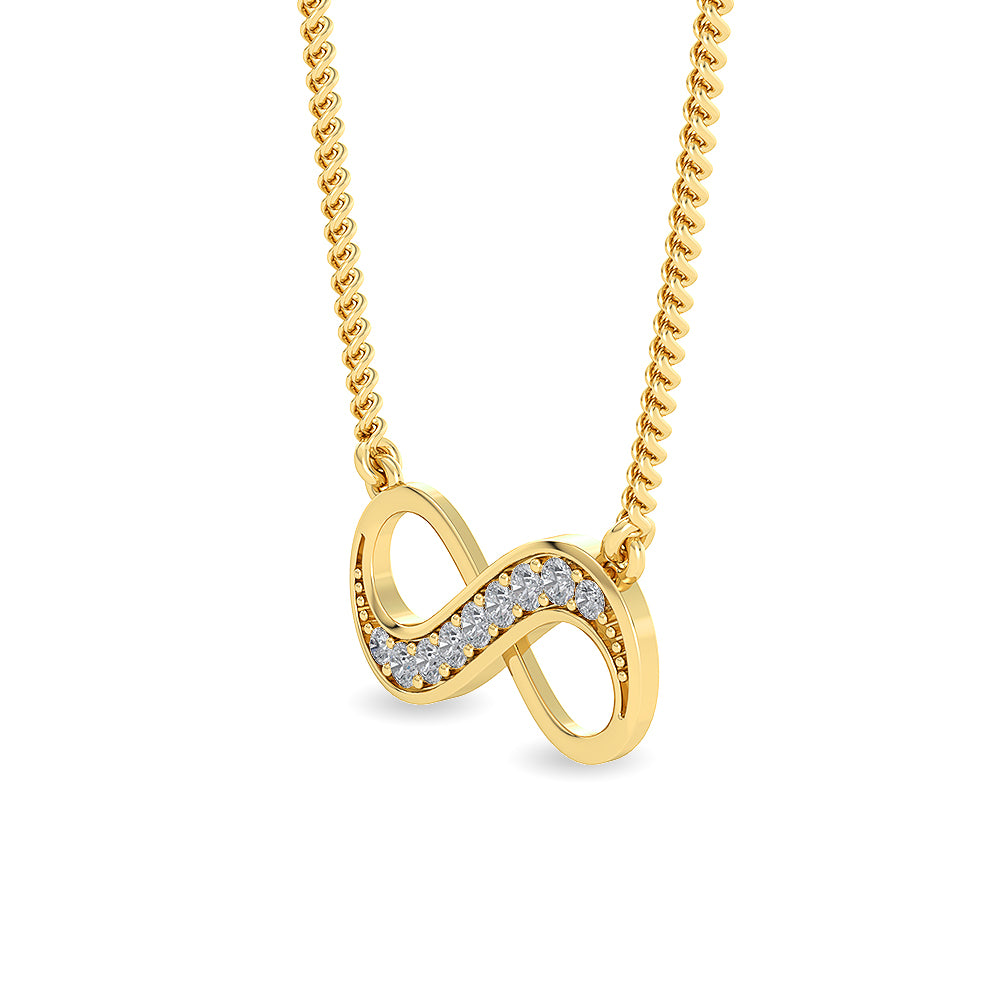 Certified 14K Gold  0.1ct Natural Diamond Accent Infinity Love Irish Little Necklace