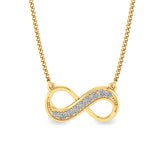 Certified 14K Gold  0.1ct Natural Diamond Accent Infinity Love Irish Little Necklace