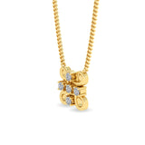 Certified 14K Gold  0.2ct Natural Diamond Four-Leaf Clover 5-Stone Necklace