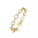 Certified 14K Gold  2.3ct Natural Diamond Link Chain Medium Cuff Bracelet