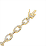 Certified 14K Gold  2.3ct Natural Diamond Link Chain Medium Cuff Bracelet