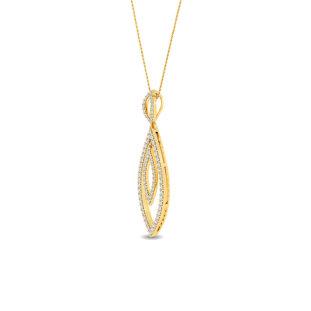 Certified 14K Gold  0.76ct Natural Diamond Double Teardrop Pear Pendant