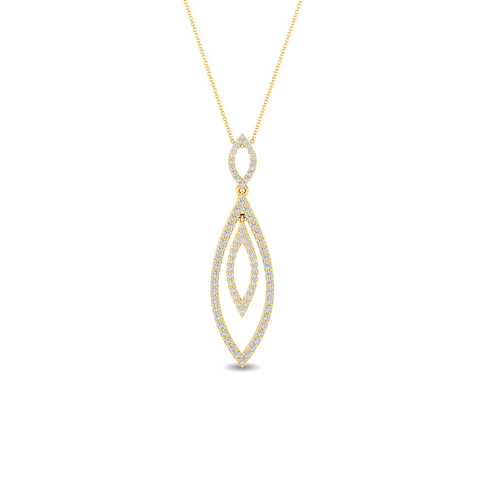 Certified 14K Gold  0.76ct Natural Diamond Double Teardrop Pear Pendant