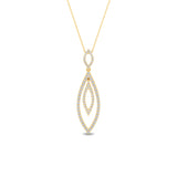 Certified 14K Gold  0.76ct Natural Diamond Double Teardrop Pear Pendant