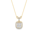 Certified 14K Gold  0.9ct Natural Diamond Cushion Square  Pendant