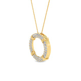 Certified 14K Gold  0.6ct Natural Diamond Circle Open Love Wedding Pendant