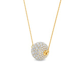 Certified 14K Gold  0.7ct Natural Diamond Disco Ball Paveting Snowbal Necklace