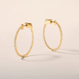 Certified 14K Gold 0.5ct Natural Diamond G-SI Round Inside Out 26mm Hoop Earrings