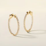 Certified 14K Gold 1ct Natural Diamond G-SI Oval Inside Out 26mm Hoop Earrings