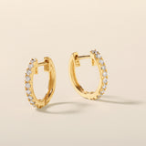 Certified 14K Gold 0.36ct Natural Diamond G-SI 15mm Small Hoop Earrings