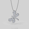 Certified 14K Gold  0.8ct Natural Diamond Dragonfly Butterfly Pendant Necklace