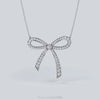 Certified 14K Gold  1.2ct Natural Diamond Mini Bow  Ribbon  Charm Knot Necklace