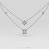 Certified 14K Gold  0.5ct Natural Diamond Princess Baguette Square Halo Necklace