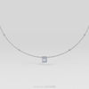 Certified 14K Gold  0.3ct Natural Diamond Princess Baguette Square Station Necklace